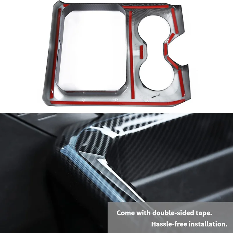 Center Console Front Armrest Cup Holder Panel Cover Trim for 2019-2022 RAM 1500 2500 3500, ABS Carbon Fiber