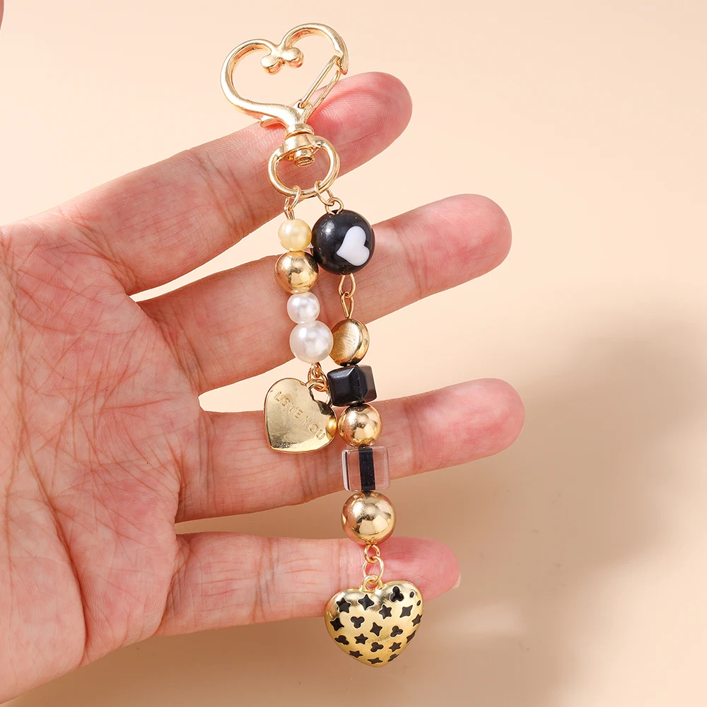 Aihua Ins Design Metal Hearts Keychain for Women Girls Y2K Key Ring Handbag Pendants DIY Key Chain Jewelry Gifts