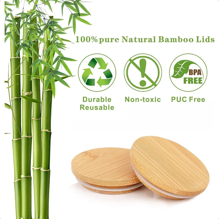 Oui أغطية جرة الزبادي Oui أغطية جرة الخيزران الزبادي مجموعة أغطية خشبية لبرطمانات الزبادي Oui أغطية برطمانات الزبادي مع ختم السيليكون R #6