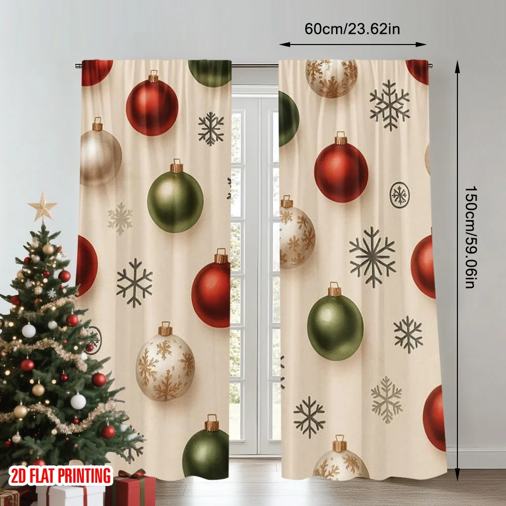 2D flat printing 2pcs Merry Christmas Curtains Christmas Gift Wonderland Digital Printed Polyester Drapes Holiday Decorations
