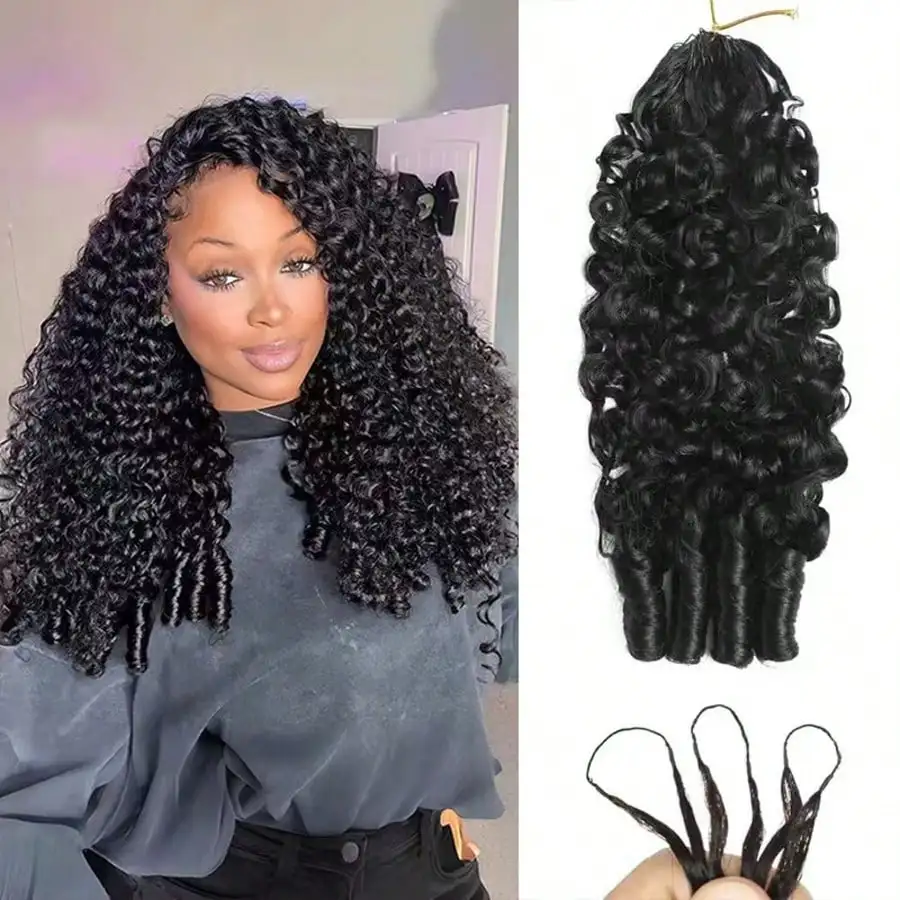 

Burmese Curly Feather Hook Hair Extensions Natural Full Bouncy Curls Easy to Wear and Remove Comfortable for All Day Long Wear