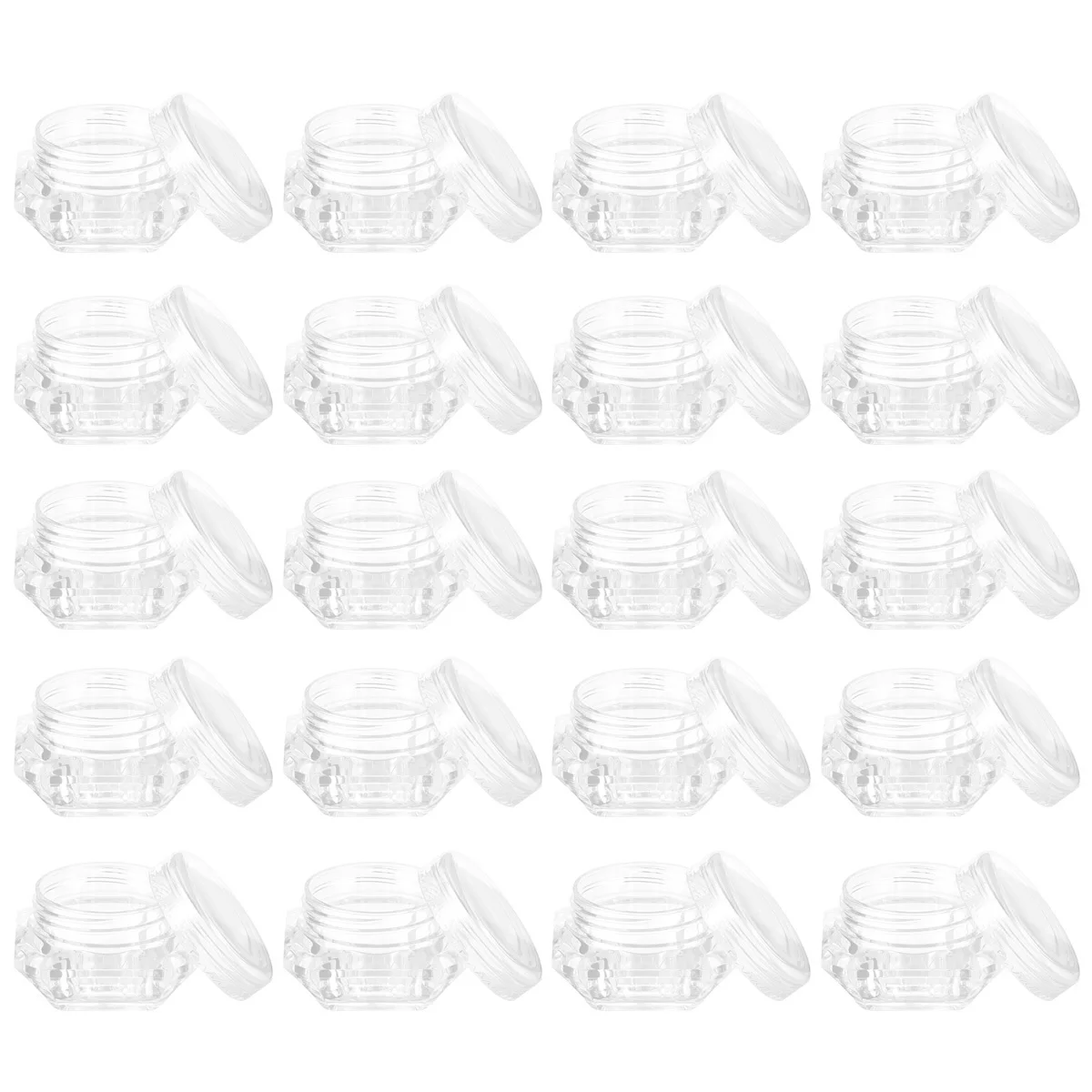 20 szt. Pojemników Wielokrotnego Użytku Przezroczyste Słoiczki 5G Puste na Kremy Balsamy Brokat Puder Sypki Cienie do Powiek Przechowywanie