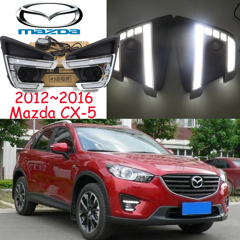 

Автомобильный бампер, фара для mazda Φ, дневные фонари CX5 2012 ~ 2015y DRL, автомобильные аксессуары, дневные фары для mazda, противотуманные фонари