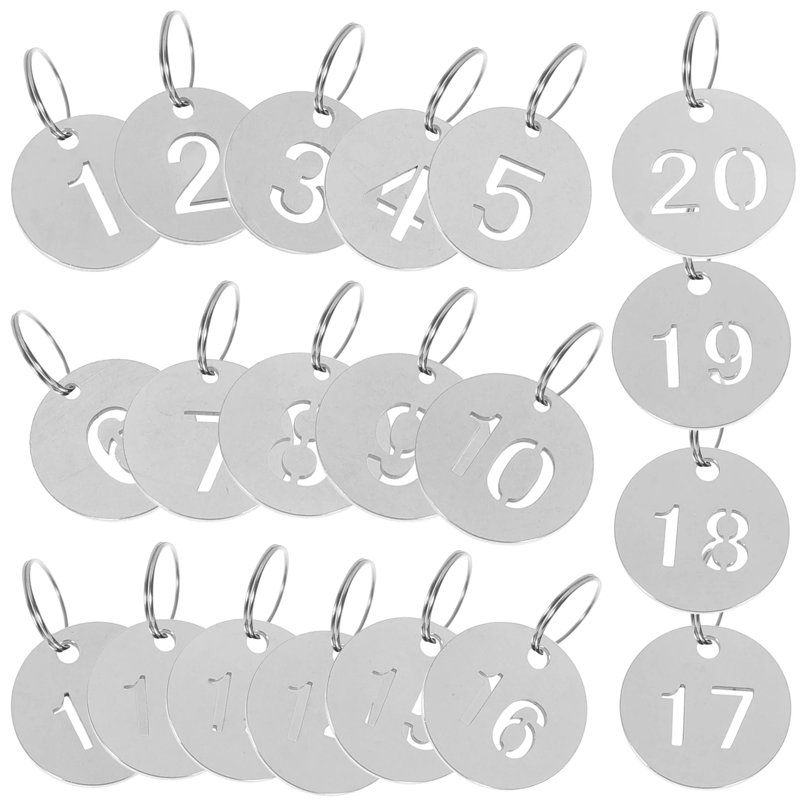 

20pcs Stainless Steel Numbered Tags Round Metal Plates for Locker Key Suitcase Luggage ID Cards Labels Hanging Numbers