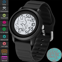 Skmei Unisex Digital Watches for Young Student Carton Rabbit Pattern Fashion LED Waterproof Boy Girl Wristwatch with Alarm Clock
