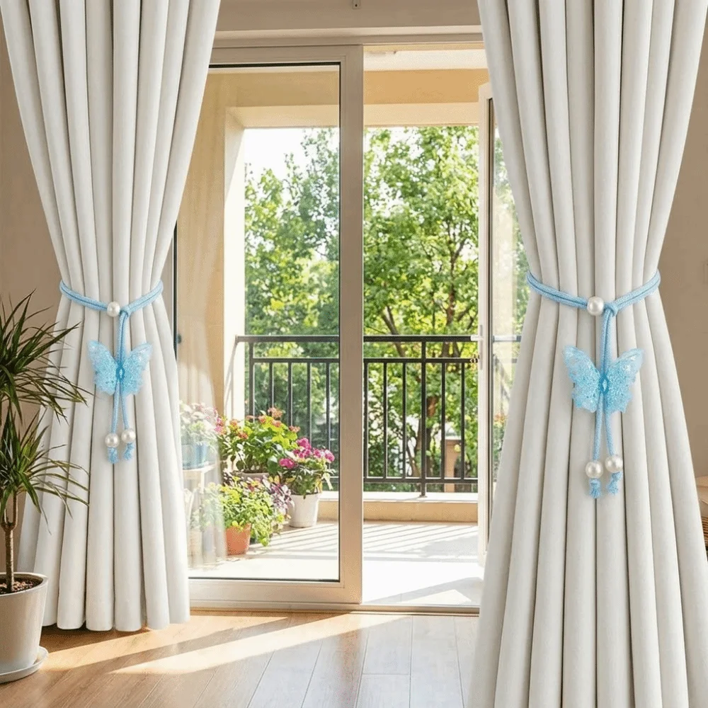 Sequin Butterfly Shaped Curtain Tieback Handmade Simple Curtain Holders Adjustable Decorative Creative Curtain Straps Home Decor