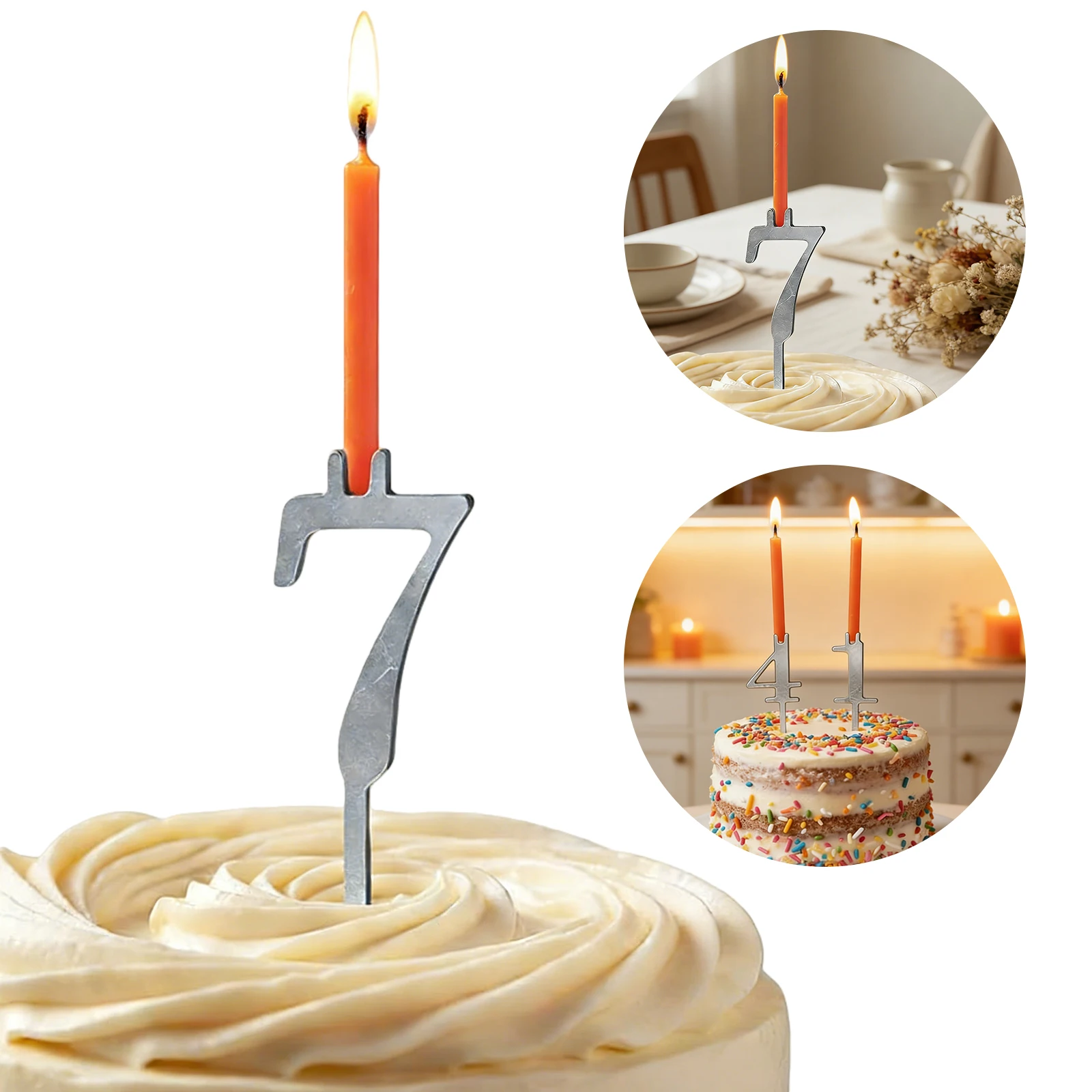 10 Pcs 0-9 Reusable Number Birthday Candle Holder Set Cakes Accessories Numeral Candles Stand for Anniversaries Celebrations