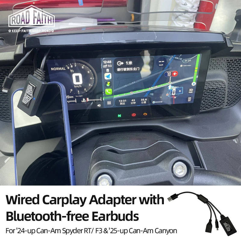 

Адаптер Road Faith Wired Motorcycle Carplay (без наушников) для Apple iPhone, совместимый с BRP Can-Am Spyder RT F3 (2024 г. и новее) и Canyon (2025 г. и новее)