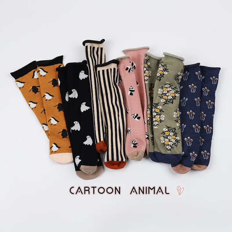 Spring and Autumn New Children\'s Ins Series Cartoon Cute Animals for Boys and Girls Comfortable Mid-tube Socks