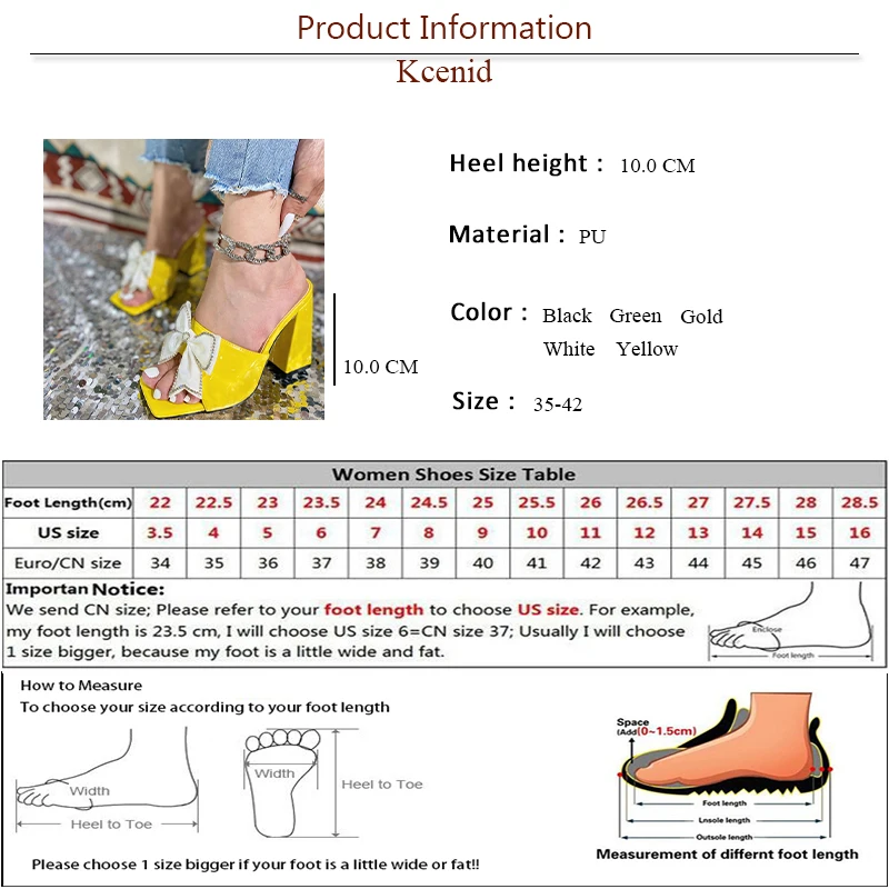 Kcenid Women Summer Square Toe Street Style Slippers Women Fashion Mesh Butterfly-knot High Heels Sandals Gladiator Ladies Shoes