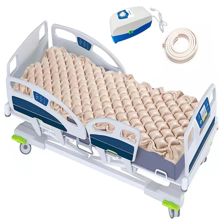 Medical anti-decubitus inflatable alternating bubble waffle air mattress for bedridden patient on bed