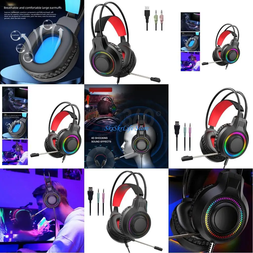 E65E Adjustable Suspension Headband PC Gaming Headsets With Soft Memory Foam Cushions