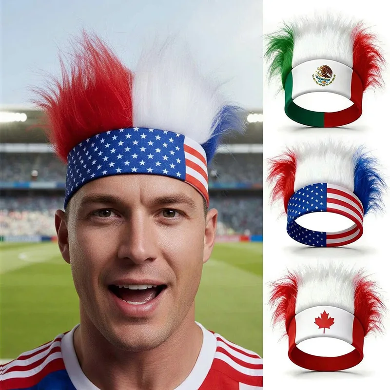 Diadema de peluche con bandera mundial, diadema con logotipo de competición, peluca con bandera nacional, accesorio para aficionados, decoración para la cabeza, regalos, diadema 2026