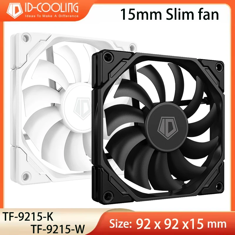 

ID-COOLING TF-9215 92mm Ultra-thin Fan Hydraulic Bearing Super Slim Thinckness 15mm PWM Temperature Control Chassis Cooling Fan