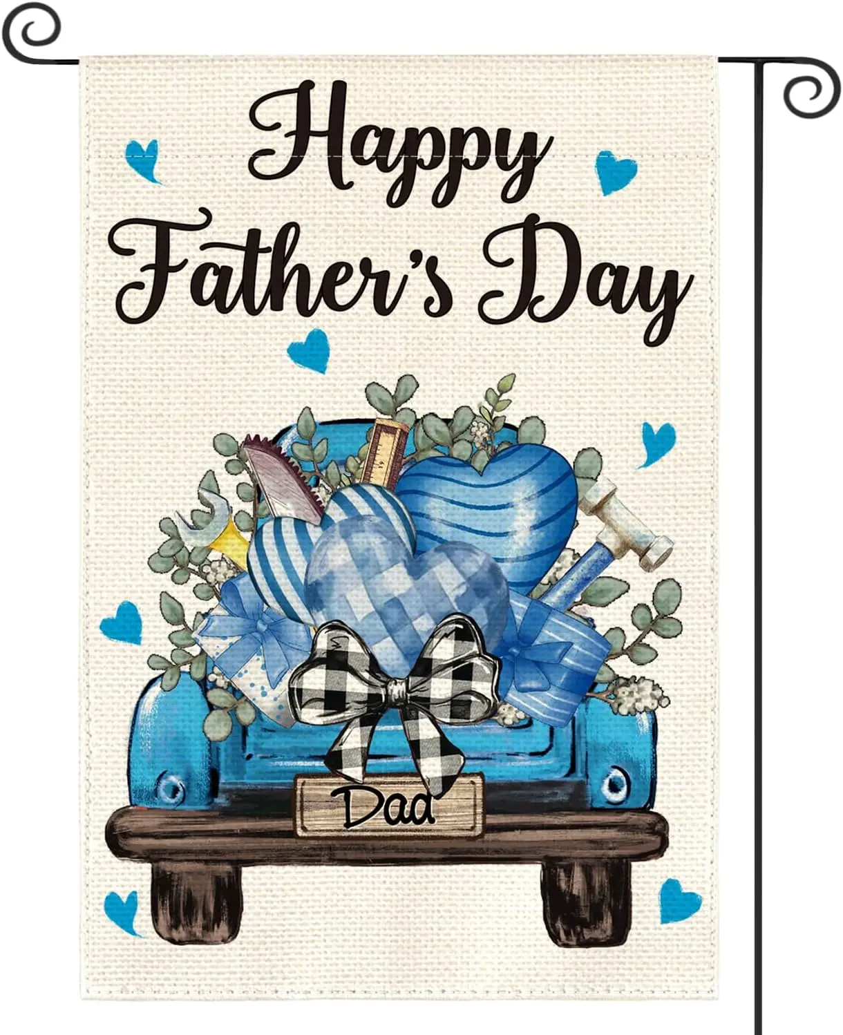 AVOIN colorlife Happy Father's Day Garden Flag 12x18 Inch Double Sided Outside, Love Hearts Truck Rustic Yard Outdoor De jjp