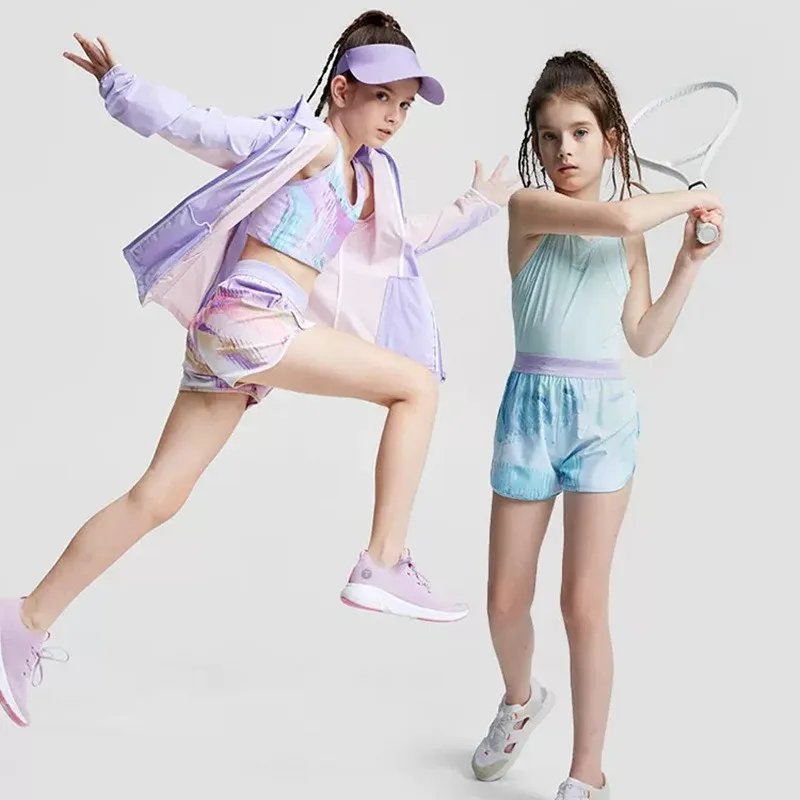 Girls Summer Quick-Dry Shorts Lightweight Yoga Kids Running Sports Shorts Teens Athletic Gym Workout Fitness Short Pants Child