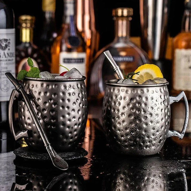 400 مللي كوب نبيذ كوكتيل موسكو البغل القدح الفولاذ المقاوم للصدأ مطروق النحاس مطلي كوب للبيرة فنجان القهوة بار درينكوير تيكي #3
