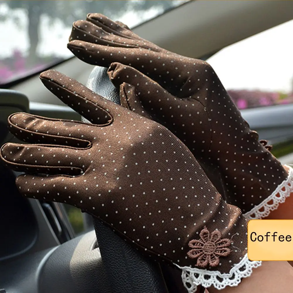 Spring Thin Breathable Spandex Anti-UV Lace Sunscreen Dots Gloves Driving Gloves Women Gloves