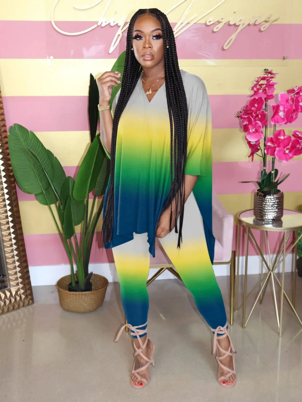 Plus Size Tie Dye Print Set weibliches langes Hemd zweiteiliges Hosen-Outfit lässiges Sweatshirt Sommer passende Sets für Frauen