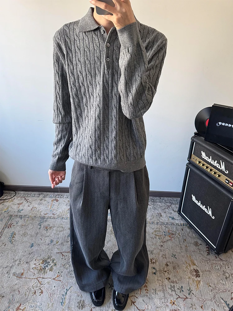 

Neecay Мужской вязаный свитер Long Sve Ne over Autumn American Retro Sle Cleanfit Faion Regular Fit Long Sve