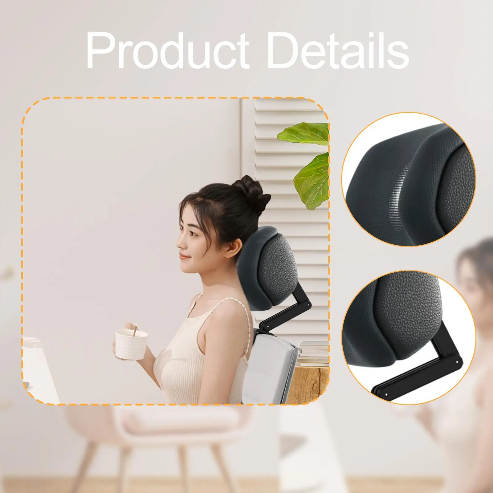 Universal Office Chair Headrest Adjustable Angle Ergonomic Head Support Pillow for Work Desk Chair