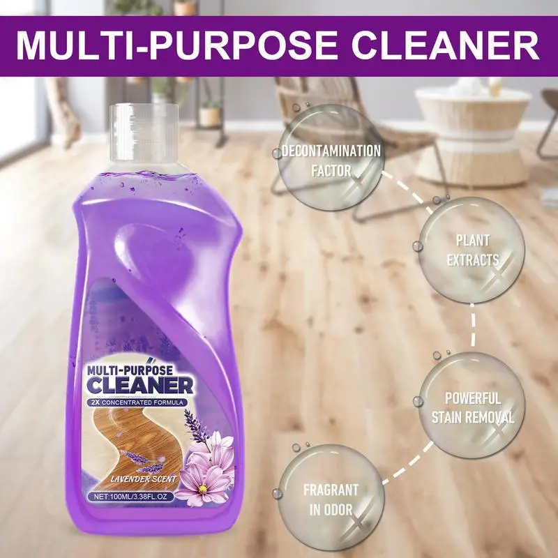 Floor Cleaner Solution 100ml All Purpose Cleaner For Oil With Cloth Concentrated Floor Cleaner Effective Household Cleaning