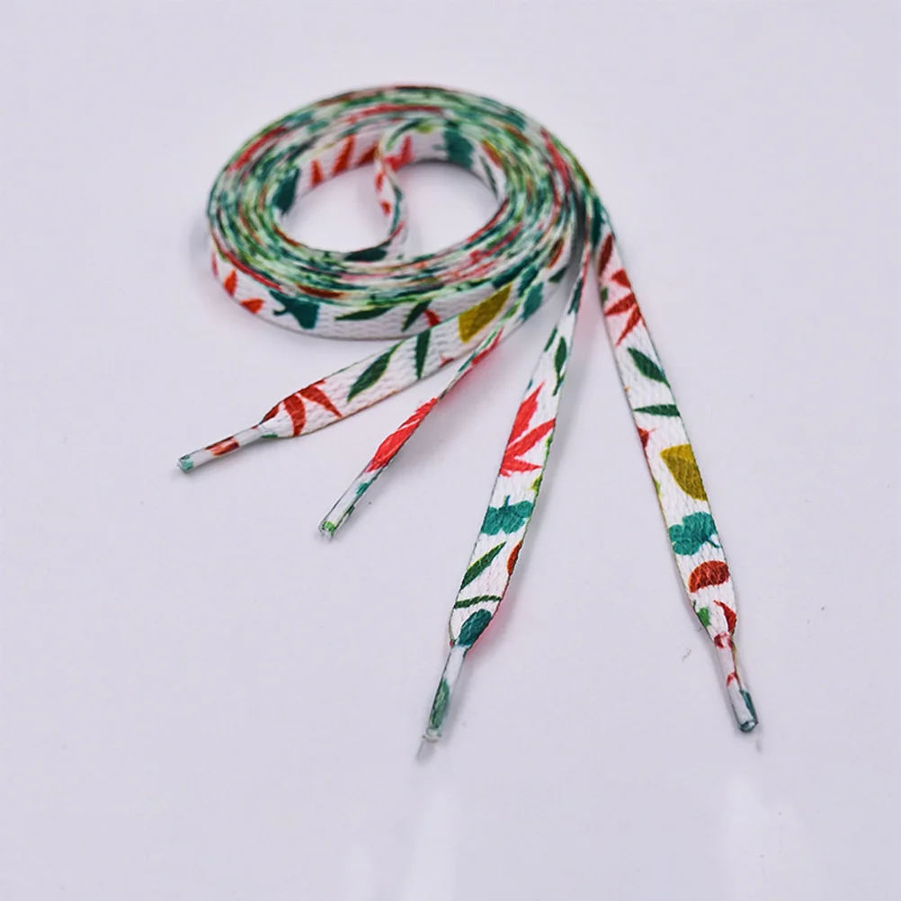 

2Pairs Polyester Shoe Strings Casual Sneaker Printed Shoelaces Floral Noise Black Durable Shoe Strings