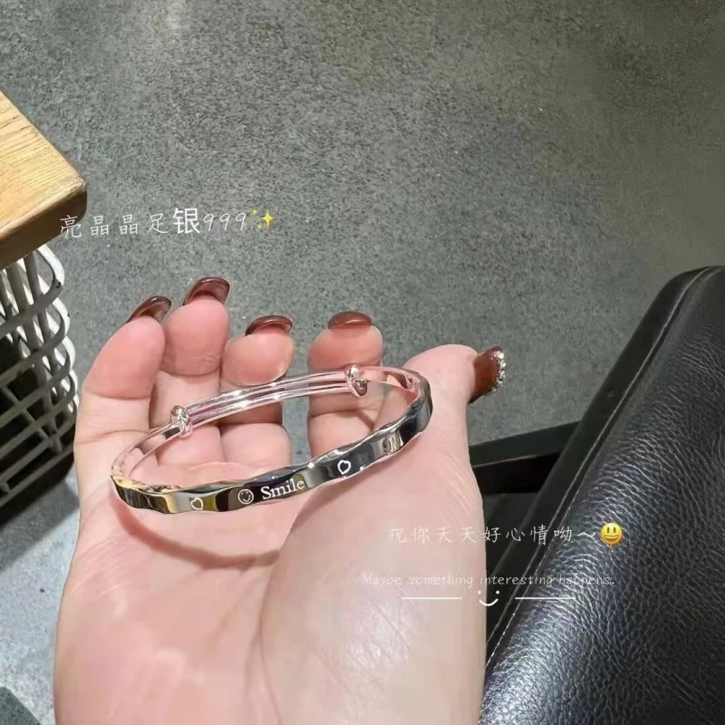 S9999 Bracelet Women Push-Pull Solid Silver Jewelry Girlfriend On Valentine'S Day