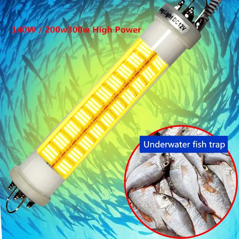 300W Deep Drop Fishing Light Underwater 5M LED Submersible Fishing Light Fish Lure Bait Finder Lamp Squid Attracting 12V Green