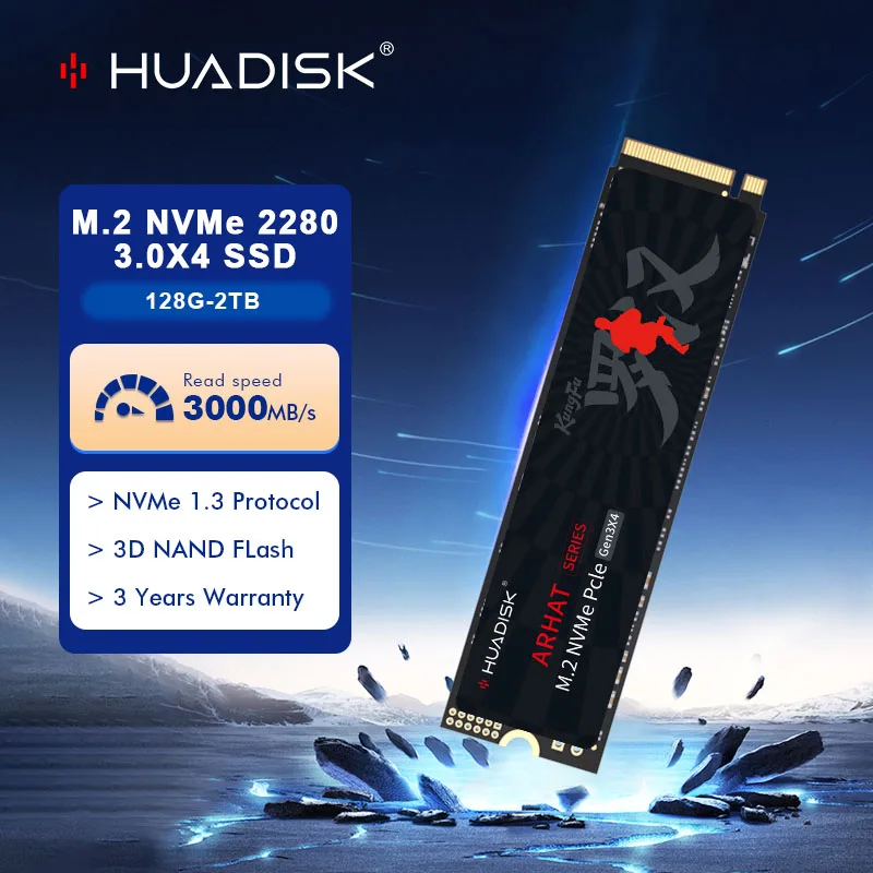 HUADISK M2 NVME 128GB 256GB 512GB 1TB SSD Internal Hard Disk 2280 PCIe3.0 Internal Solid State Drive for Laptop Tablets Desktop