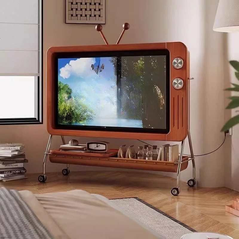 LMM antique mobile TV cabinet with roller small apartment living room bedroom home