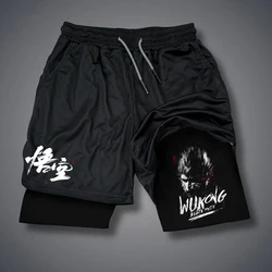 Myth Wukong-pantalones cortos deportivos de doble capa para hombre, Shorts 2 en 1 de secado rápido, transpirables, para correr y Fitness