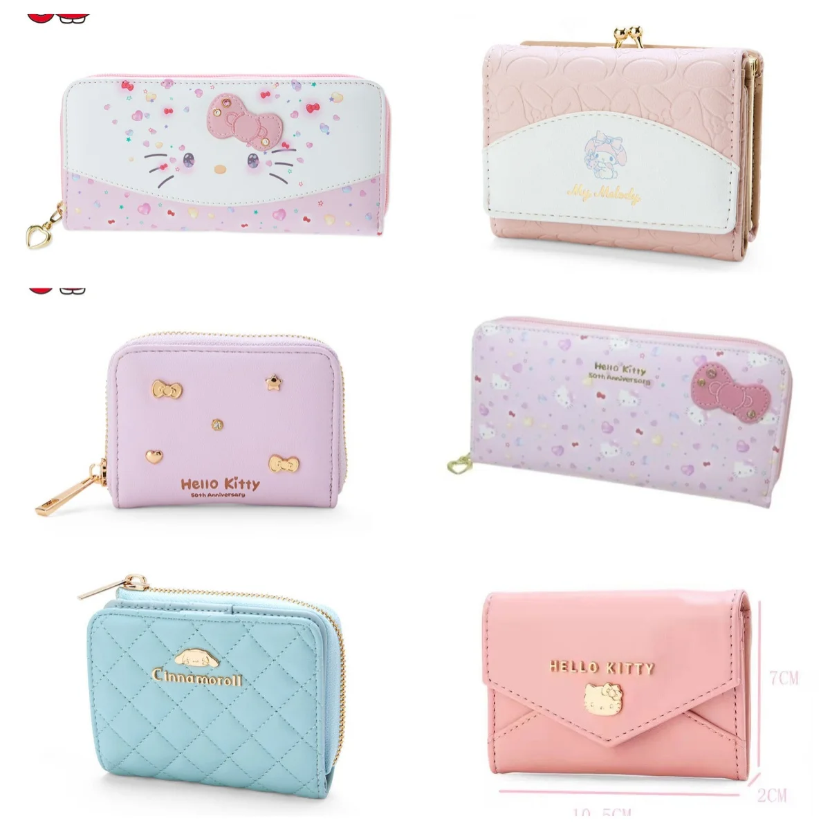 

2026 Sanrio Hello Kitty PU Leather Wallet, My Melody Purses, Money Coin Holder, Kuromi Card Bag, Cinnamoroll Pocketbook