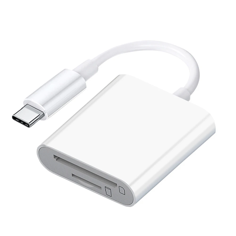 Leitor de Cartão OTG Tipo C 2 em 1 com Pen Drive USB para iPad, Tablet, Cartões SD e TF, Dispositivos Inteligentes