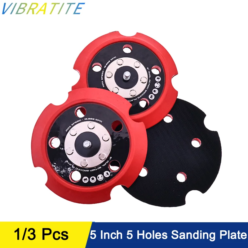 5 Inch 5 Holes Sanding Plate 1/3 Pcs 5/16‑24T Thread PU Hook & Loop Backing Pad 123mm Orbital Sander Polishing Pad for Polishing