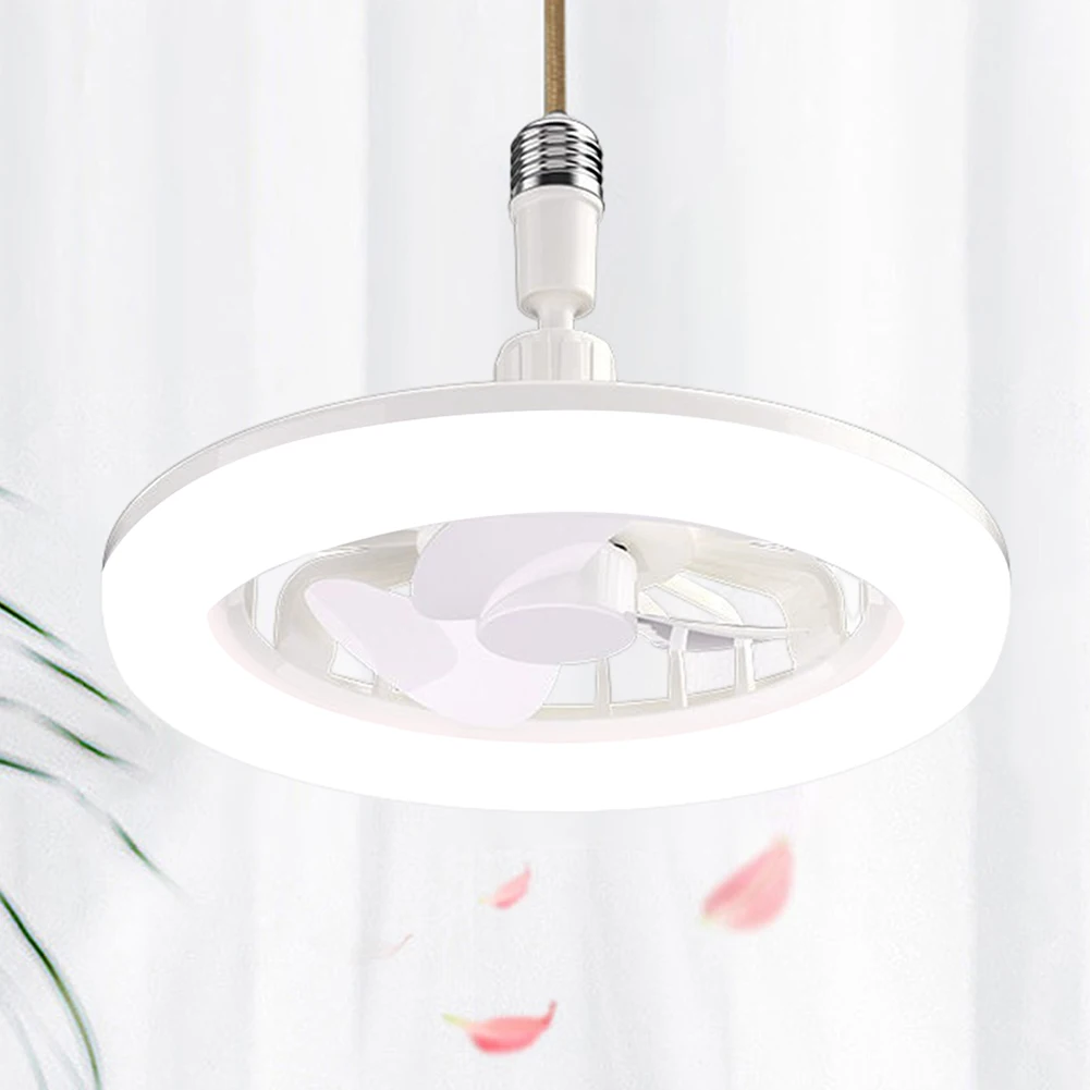 2 In 1 Silent Ceiling Fan Light with Remote Control Electric Cordless Fan Dimming Three Color Light for Home Living Room Bedroom