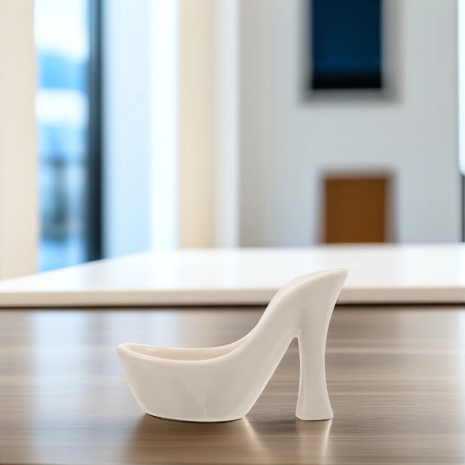 White Ceramic High Heel Vase for Flowers – Modern Living Room, Dining Table & Desktop Decor