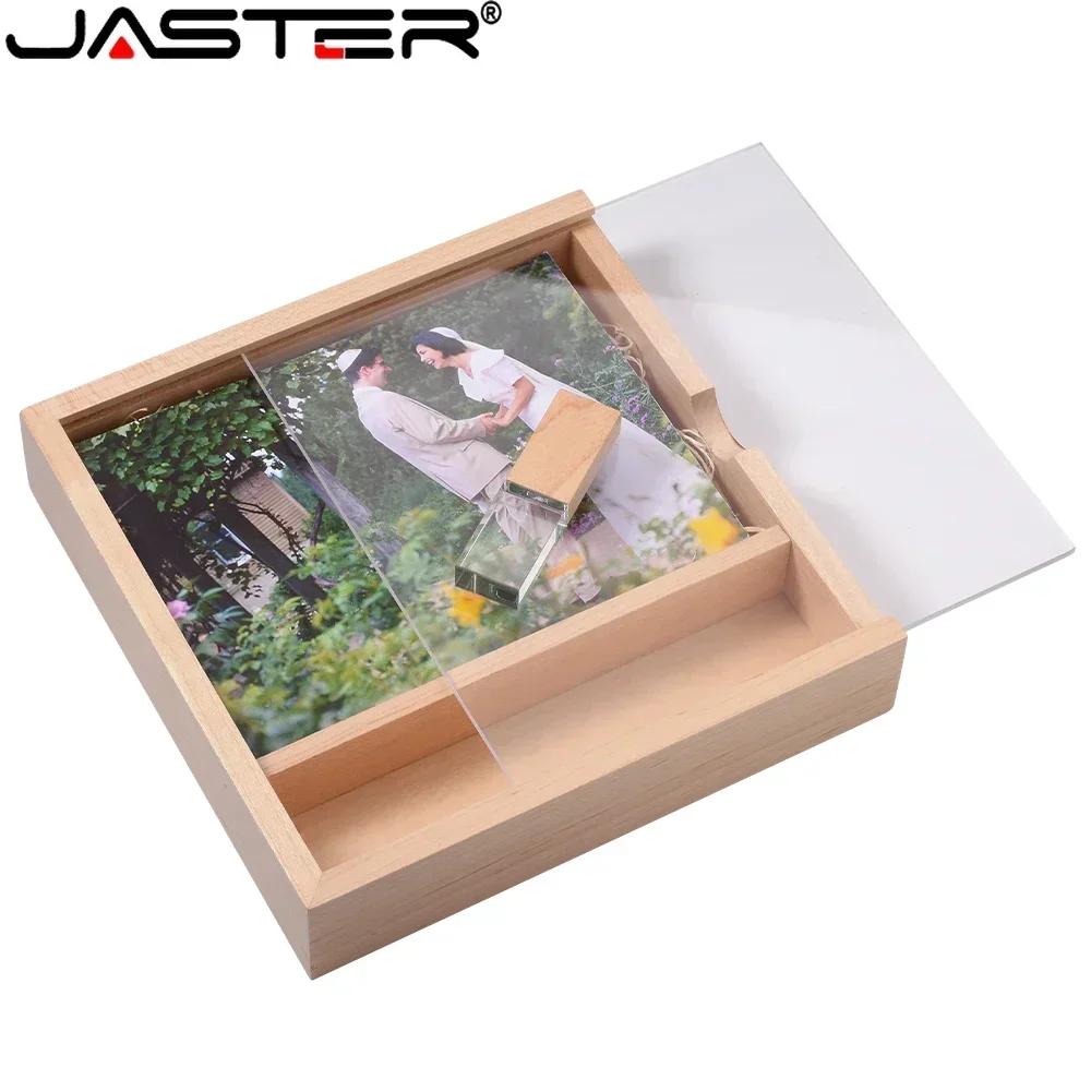 JASTER Photography Wedding Gift USB Flash Drives 128GB Album Wooden Box Memory Stick 64GB High-speed Pen Drive 32GB U Disk Gift