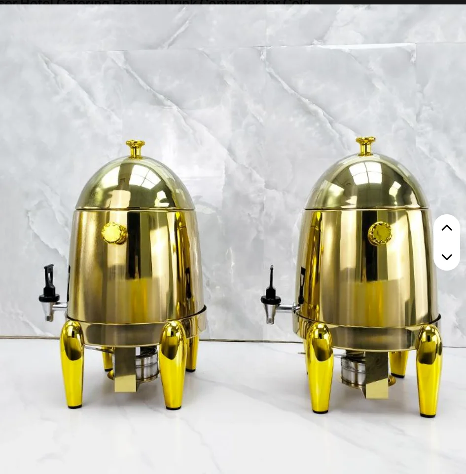 12L Golden Stainless Steel Beverage Dispenser Hotel Catering Heating Drink Container for Cold Drinks Juices