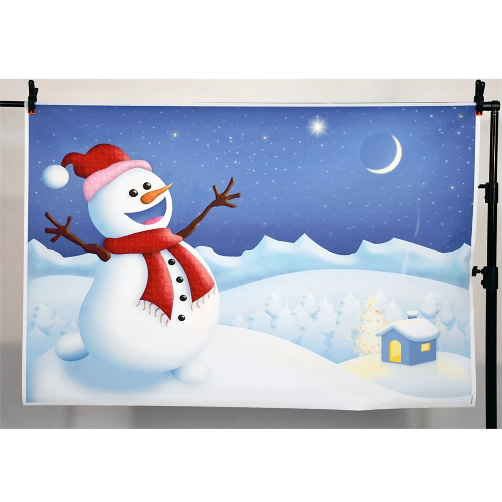 MOON.QG Christmas Snowman Baby Photography Backdrop Santa Claus Gift Delivery Background Snow Field Outdoor Party Accessories