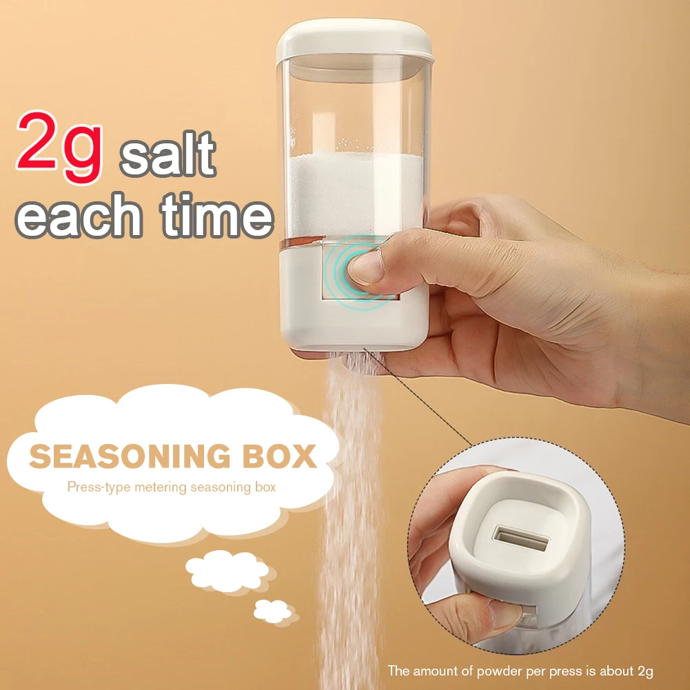 2g Metering Salt Shaker Push Type Salt Dispenser Salt Tank Sugar Bottle Shaker canister Quantitative Salt Shaker Moisture-proof