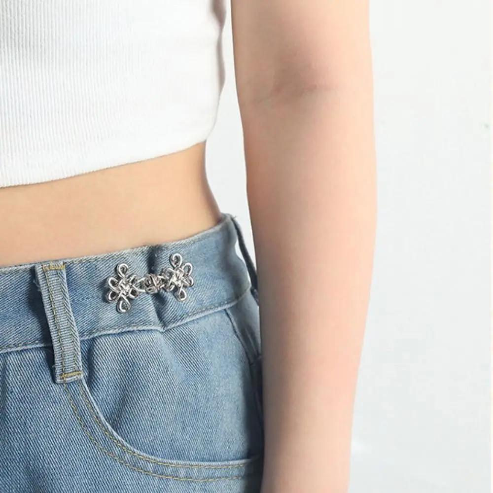 

Chinese Knotting Chinese Knot Button Tightener Waist Buckle Button Clasps Jean Fit Tighten Buckles Silver Adjustable
