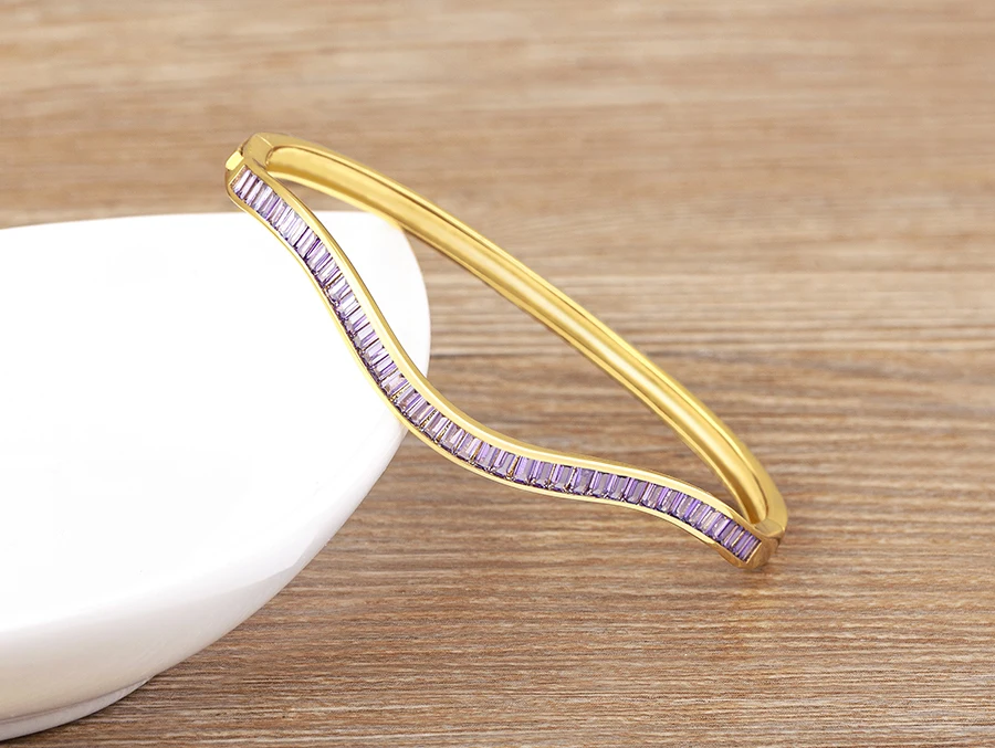 Nidin Licht Luxus Offene Armreif für Frauen Matt Frauen Armband Doppel Linie Ring Liebe Verwoben Wasser Welligkeit Armband Schmuck – Detail 13