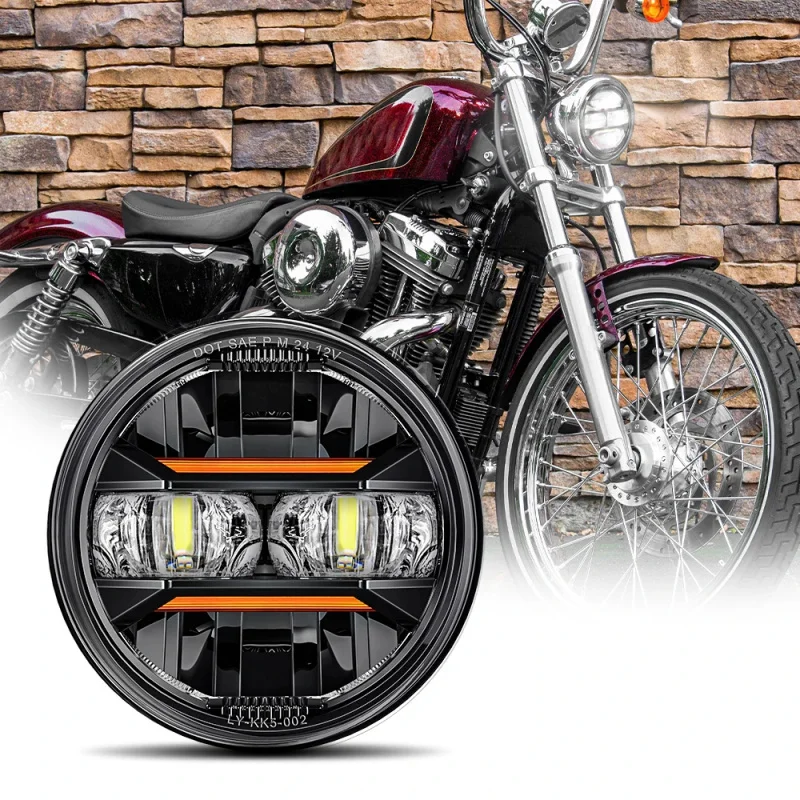 5.75 Inch LED Headlight with DRL for Harley Dyna Softail Sportster 48 Iron 883