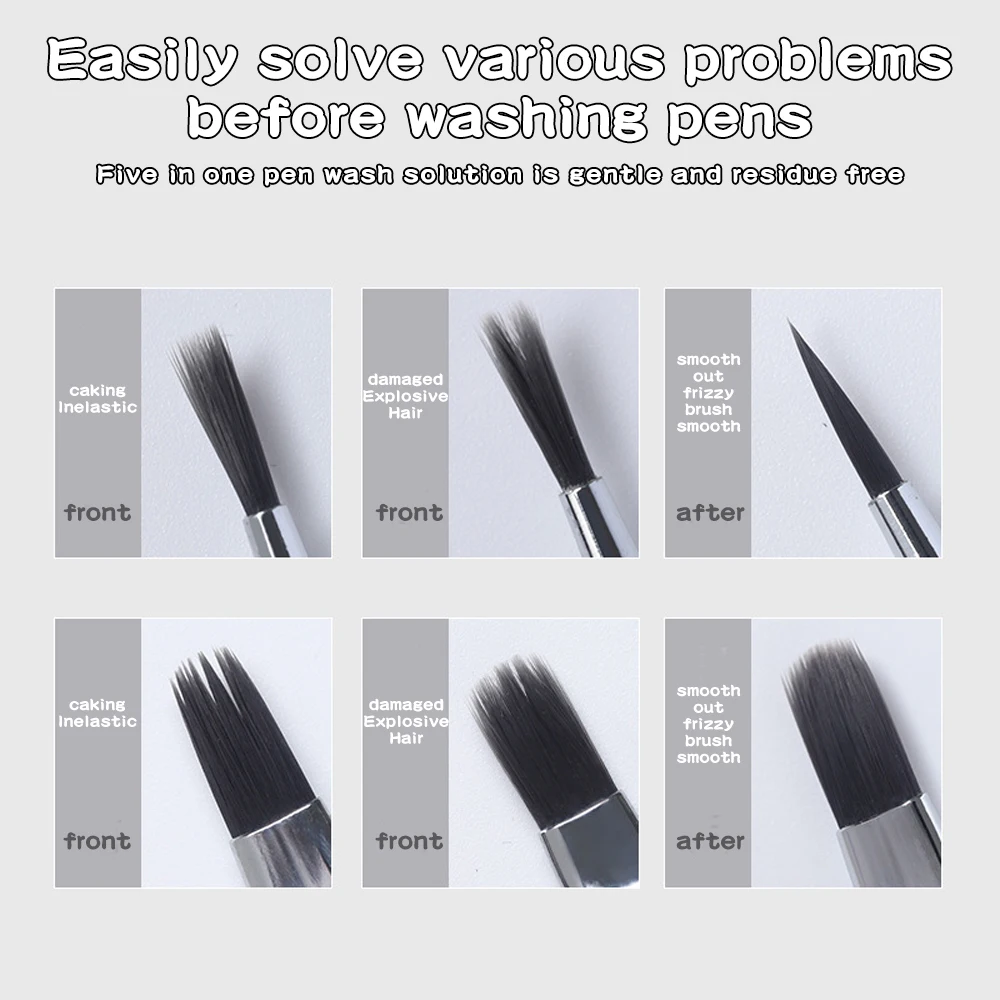 Nettoyeur de brosse à ongles 5 en 1, liquide de nettoyage en profondeur, formule douce, sans endommager les résidus, séchage rapide pour les outils d'art des ongles, soins, 50ml