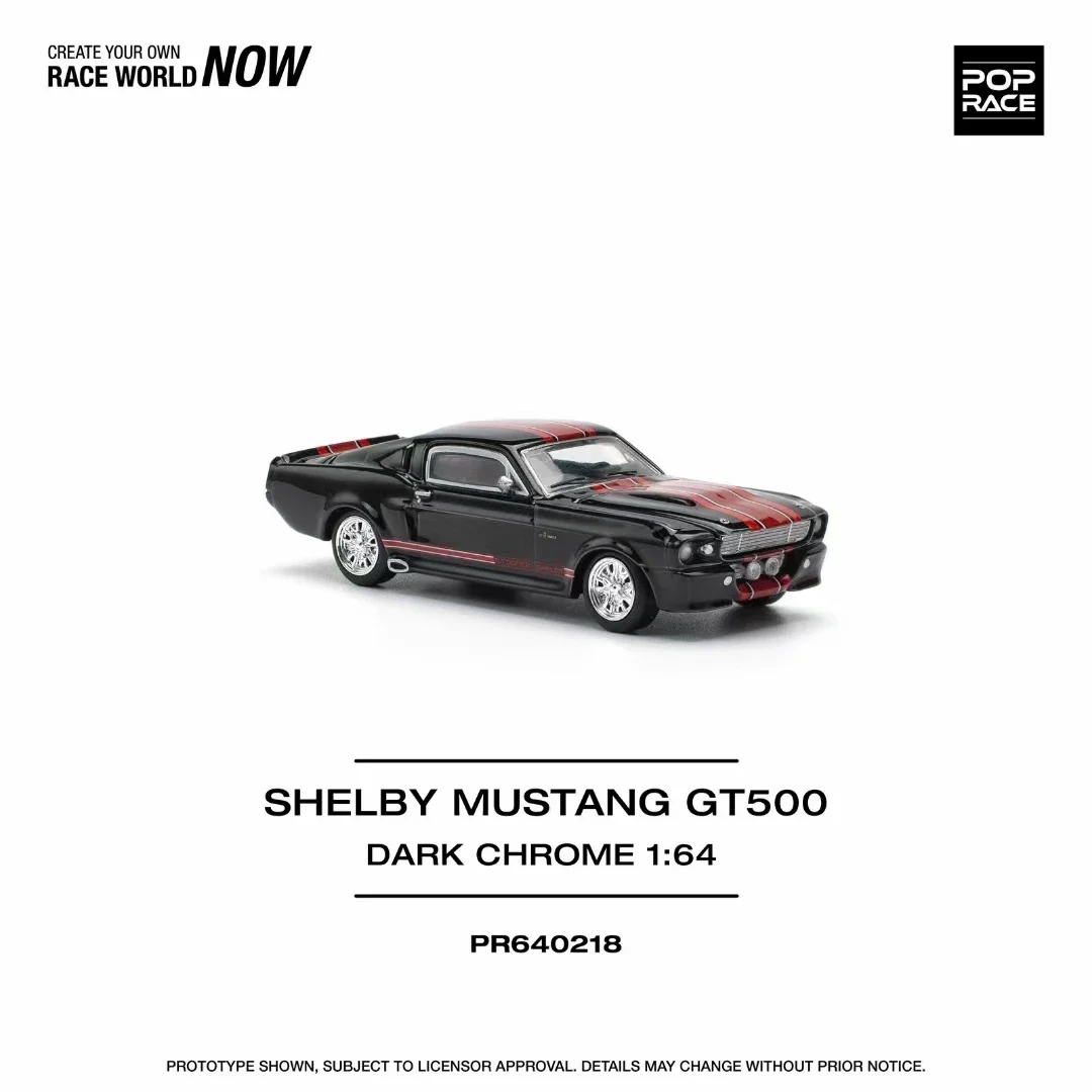 PreSale Pop Race 1:64 Shelby Mustang GT500 Dark Chrome Diecast Dioramaรถของเล่น