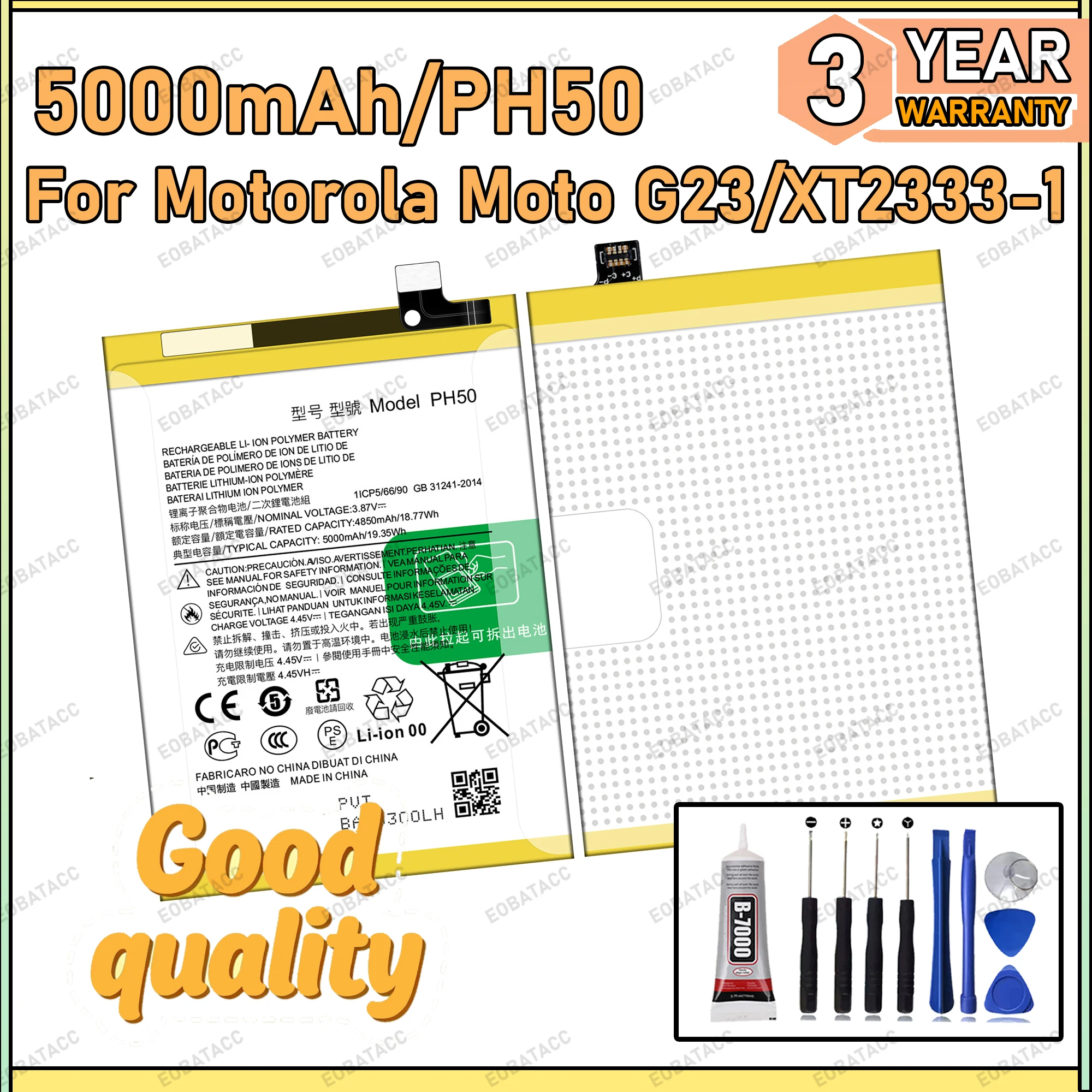 

100% New Zero Cycle PH50 Battery For Motorola Moto G23/XT2333-1 Bateria +Free Tools