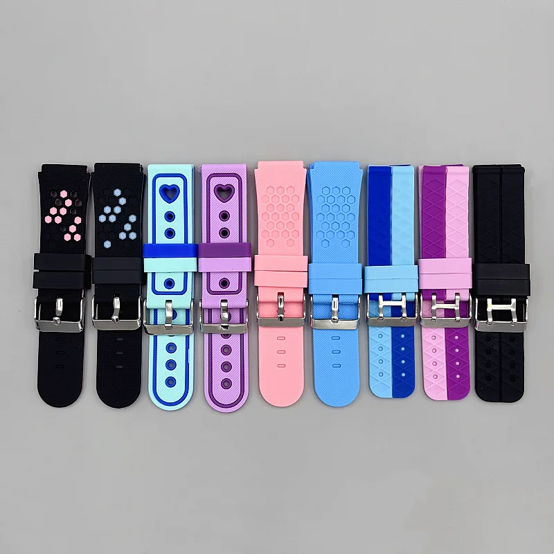 20mm 어린이 스마트 스포츠 시계 밴드 실리콘 스트랩 조정 가능한 손목 시계 교체 스트랩 방수 어린이 시계 스트랩