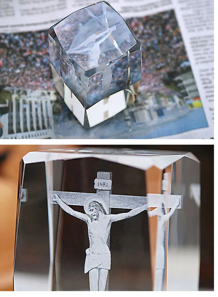 BEST present -Jesus Christ cross 3D  Crystal Image Decoration