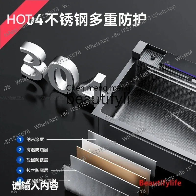 Stainless steel sink Large single sink Multifunctional household kitchen Vegetable basin Sink dishwasher LHY26